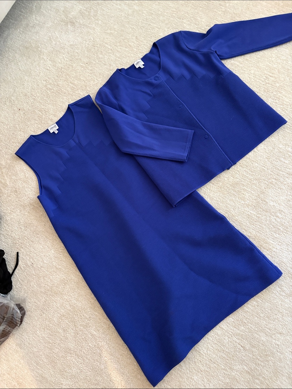 Armani Collezioni Cobalt Blue Sleeveless Shift Dress with Matching Jacket